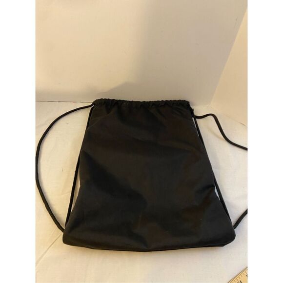 Adidas cinch sack bag tote sak zipper pockets black white19x14" Trefoil rn#09288 - Picture 2 of 4